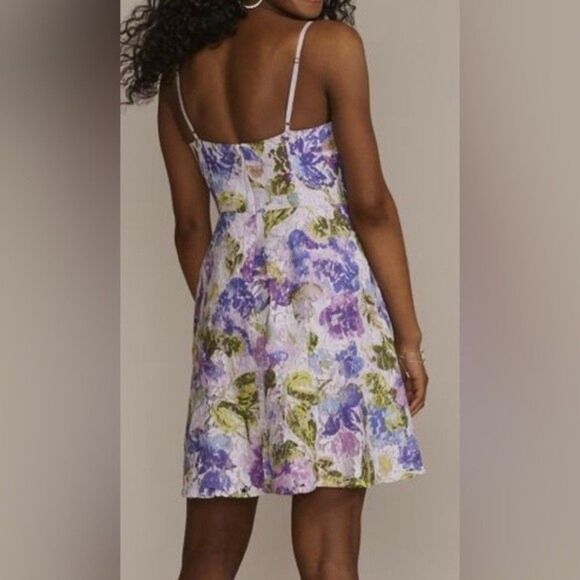 DB STUDIO, FLORAL PATTERNED LACE A-LINE,PURPLEMULTI,8 Dress with pockets - Picture 2 of 8
